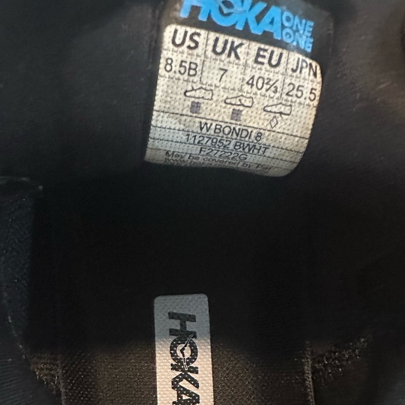 Hoka Bondi 8 Black and White Athletic Sneakers - Picture 7 of 9